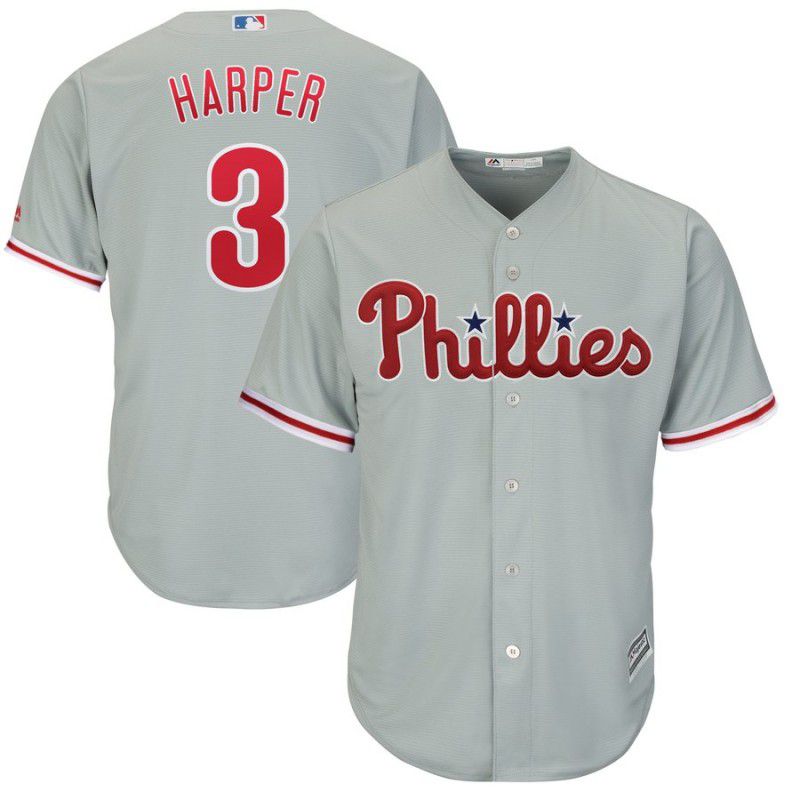 2019 MLB women Philadelphia Phillies #3 Bryce Harper grey game Jerseys->charlotte hornets->NBA Jersey
